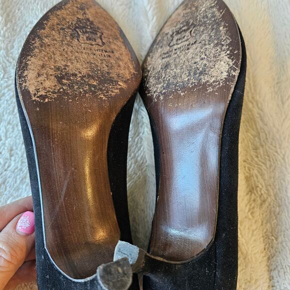 VTG Stuart Weitzman Women Cutout Suede Kitten Heel Pump‎ Heels Size 7.5M Black - Picture 7 of 10